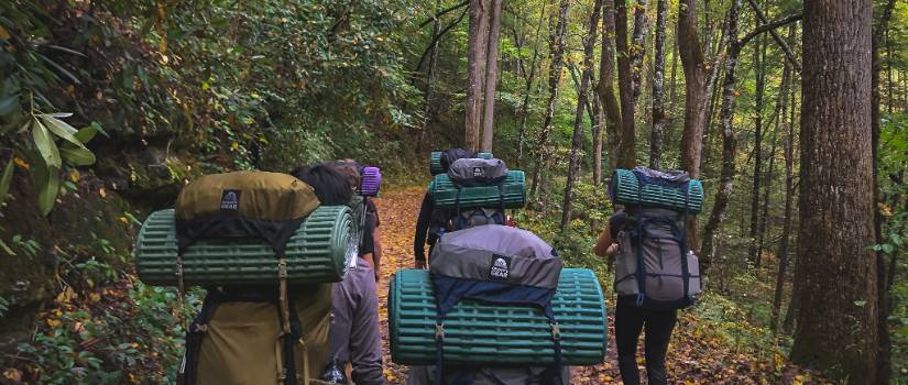 students on an Outdoor Recreation hike