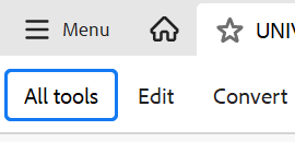 Screenshot of All Tools button beside Edit button along the Acrobate global toolbar
