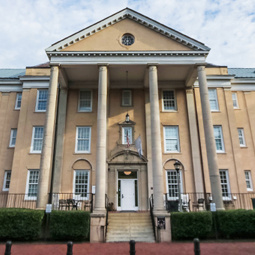 Preston Residentinal college main entrance with columns and steps