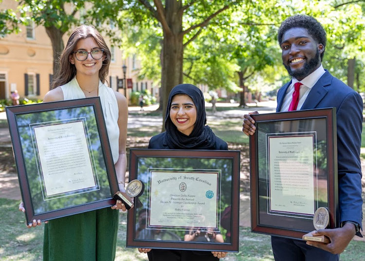 Portrait of the three major award winners from the 2024-2025 Awards day ceremony. 