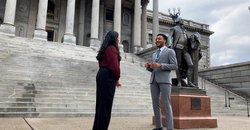 student at the state house