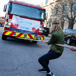 tug of war with a firetruck