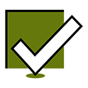 check mark over solid box green