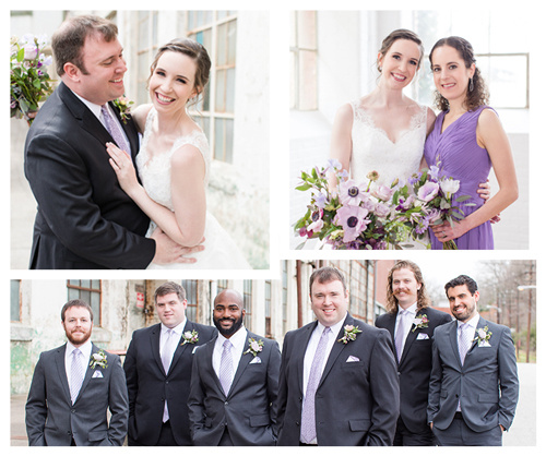 Photo collage of men and women in wedding suits and dresses.