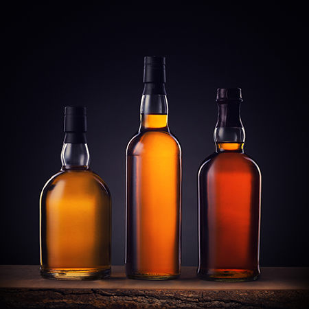 Three whiskey bottles