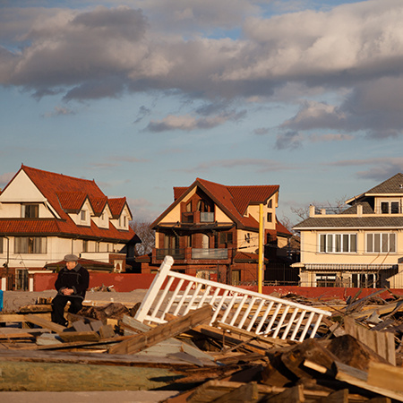 A house in ruins after a natural disaster