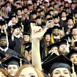 Audience view of 2018 graduates at commencement ceremony