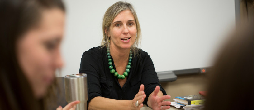 Woman sitting and talking