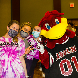 Dance Marathon students with Cocky