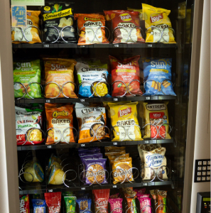 A vending machine with healthy food alternatives.